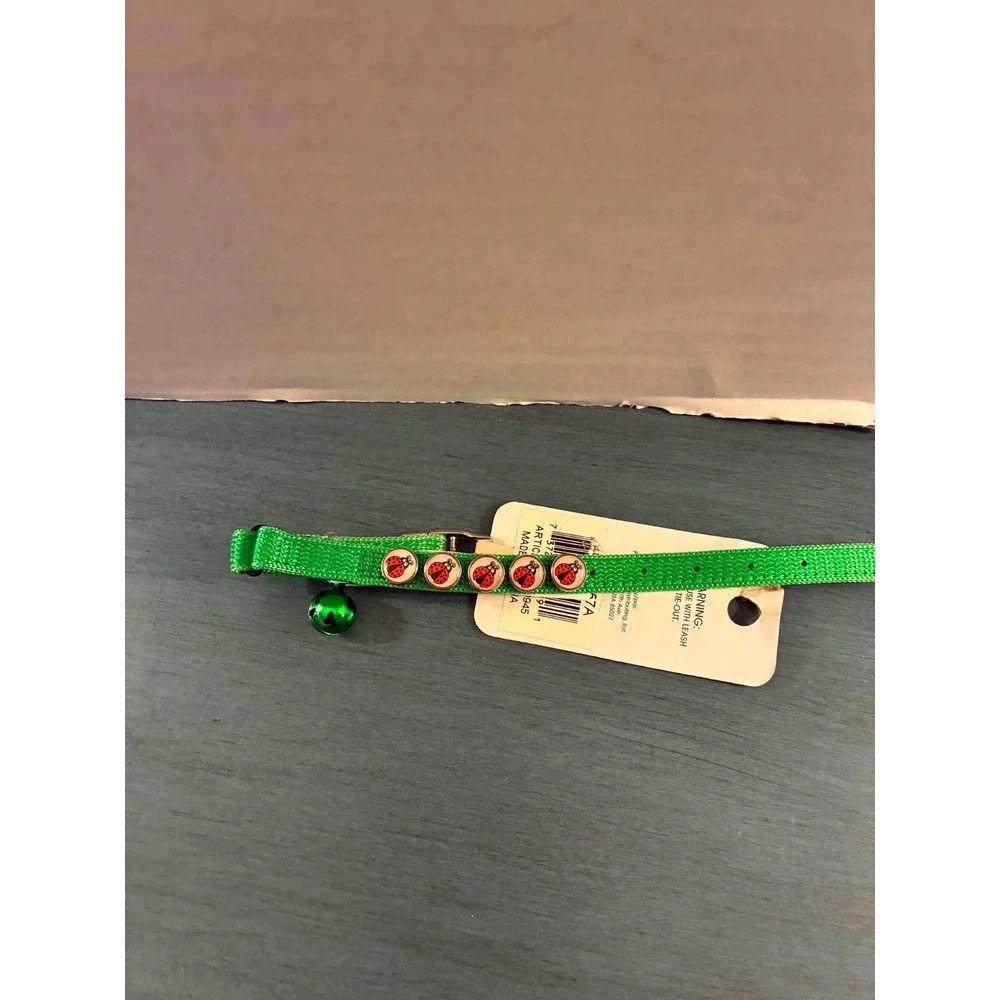 Whisker City Kitten Collar Small 8in Green New Ladybug Charms Bell 5170945